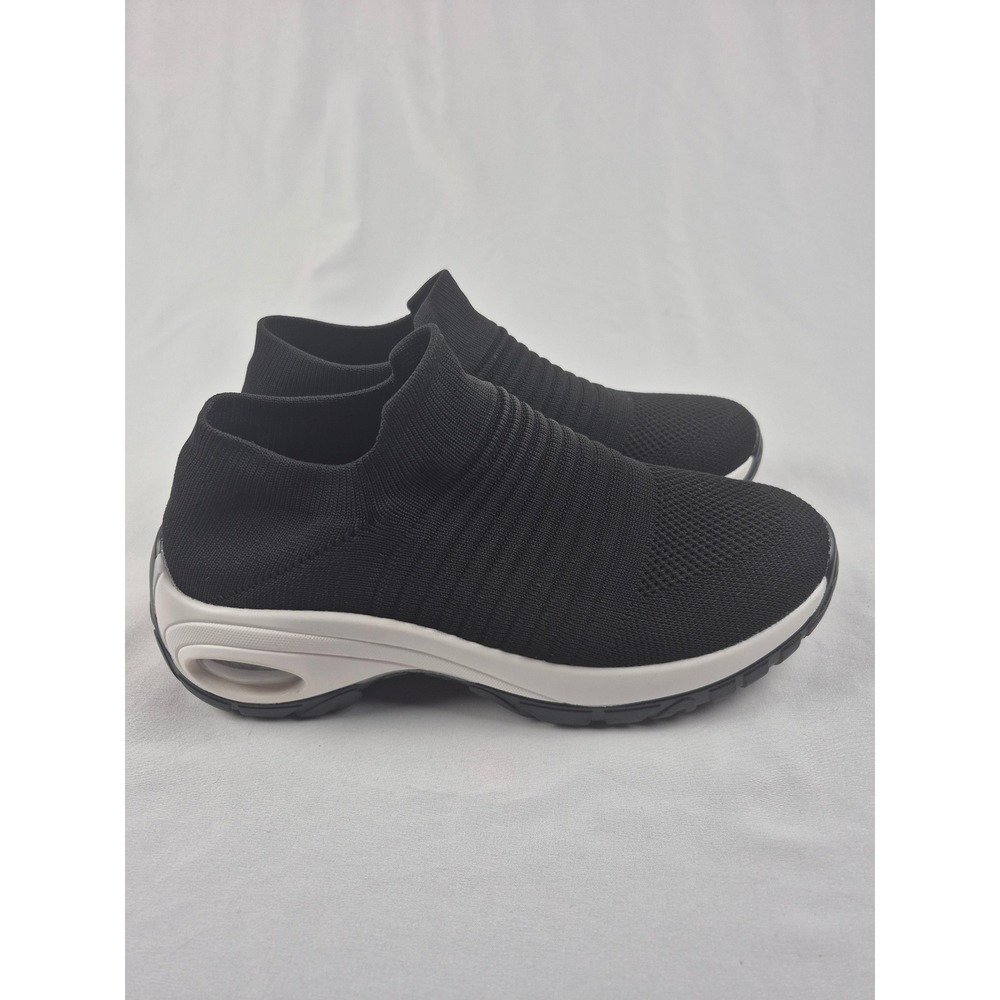 Cushionaire Womens Black‎ Knit Slip On Air Cushion Walking Sneakers Size 9